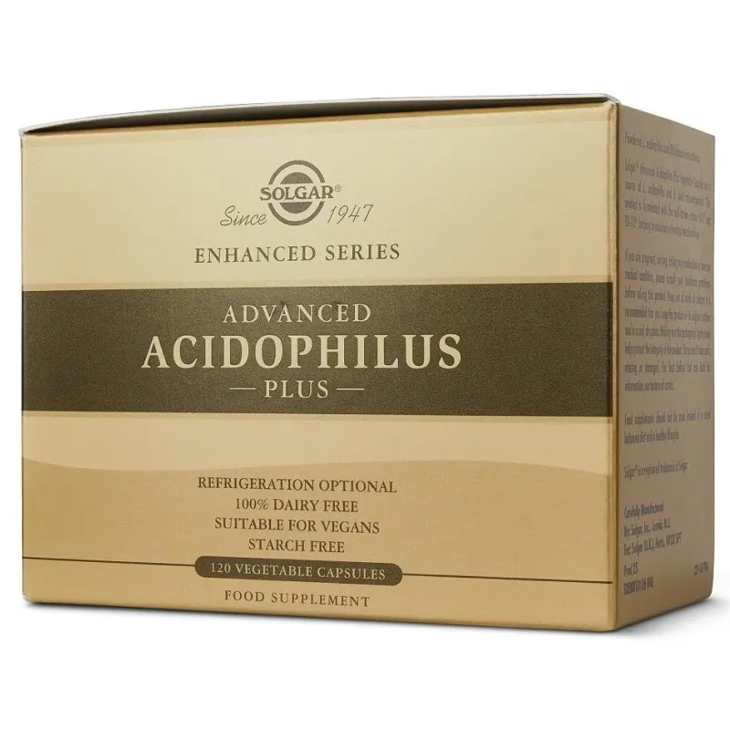 Solgar Advanced Acidophilus Plus, 120 Cápsulas Vegetales. Solgar Advanced Acidophilus Plus, 120 Cápsulas Vegetales.