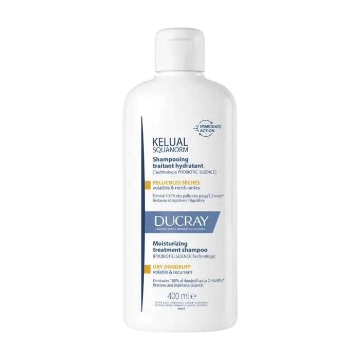 Ducray Kelual Squanorm Champú Tratante Hidratante Caspa Seca, 400 ml