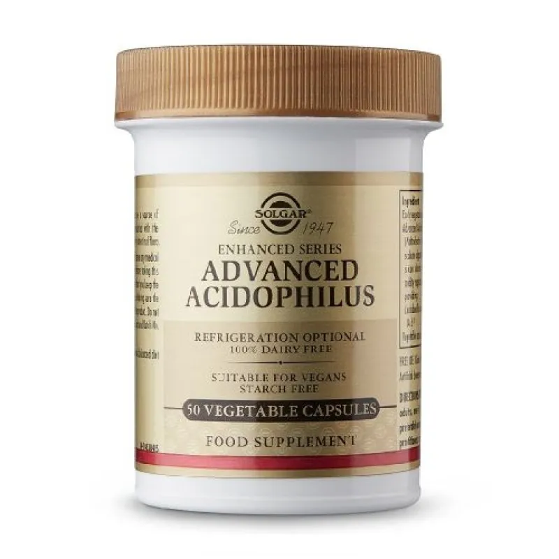 Solgar Acidophilus Avanzado (No Lácteo), 50 Cápsulas Vegetales.