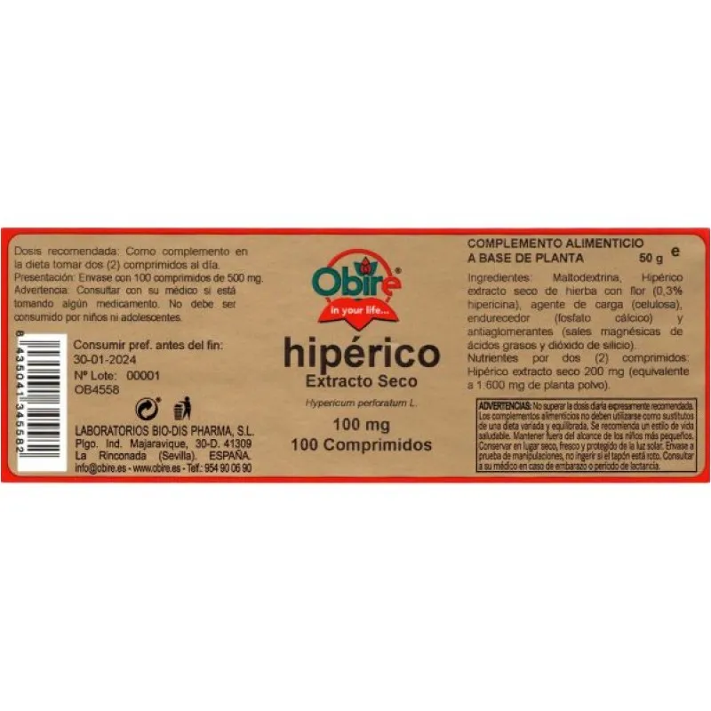 Obire Hipérico Extracto Seco | Farmacia Barata