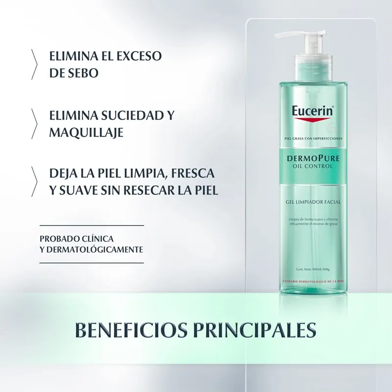 Eucerin Dermopure gel limpiador facial, 400 ml | Farmacia Barata