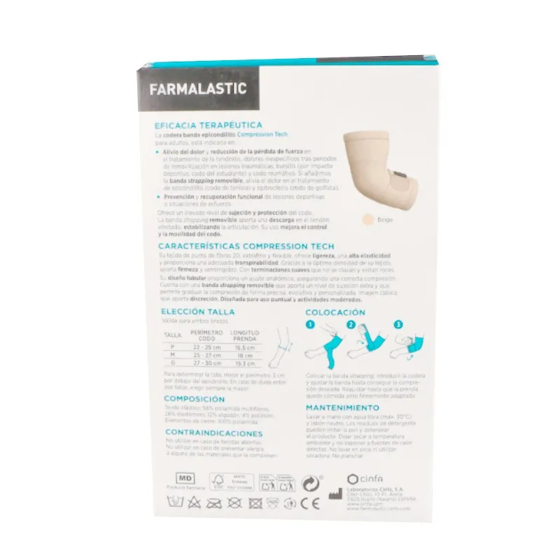 Farmalastic Innova codera banda epicondilitis Contorno T- Med Beige, 1 unidad