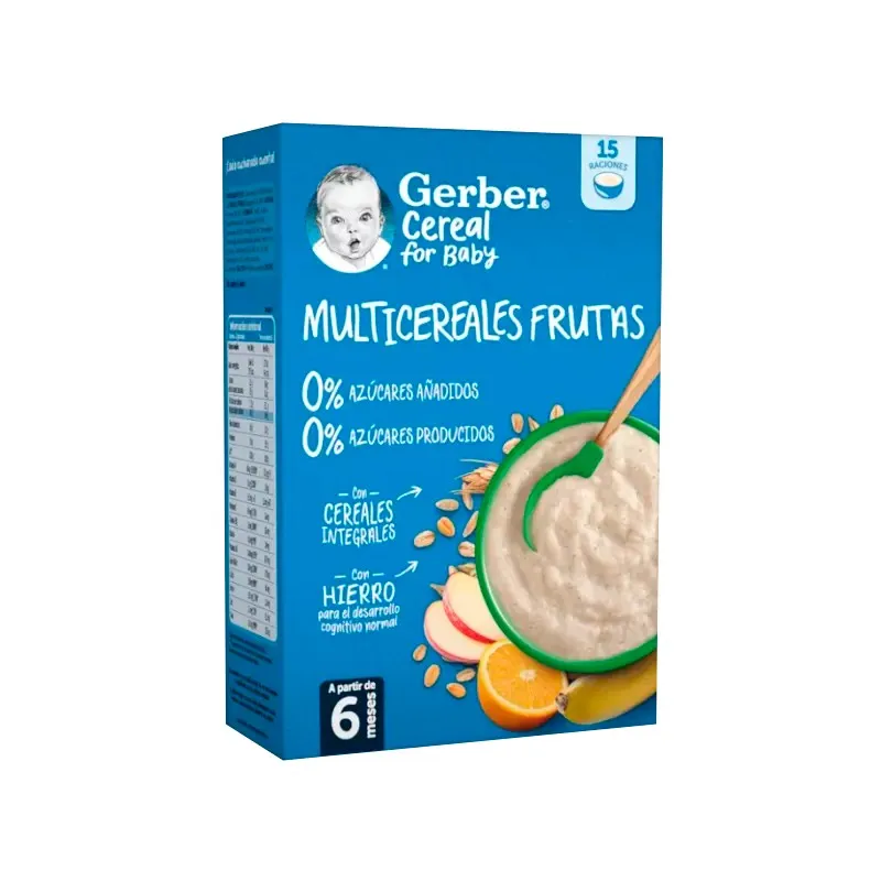 Gerber Multicereales Fruta 0% Azucares, 270 gramos