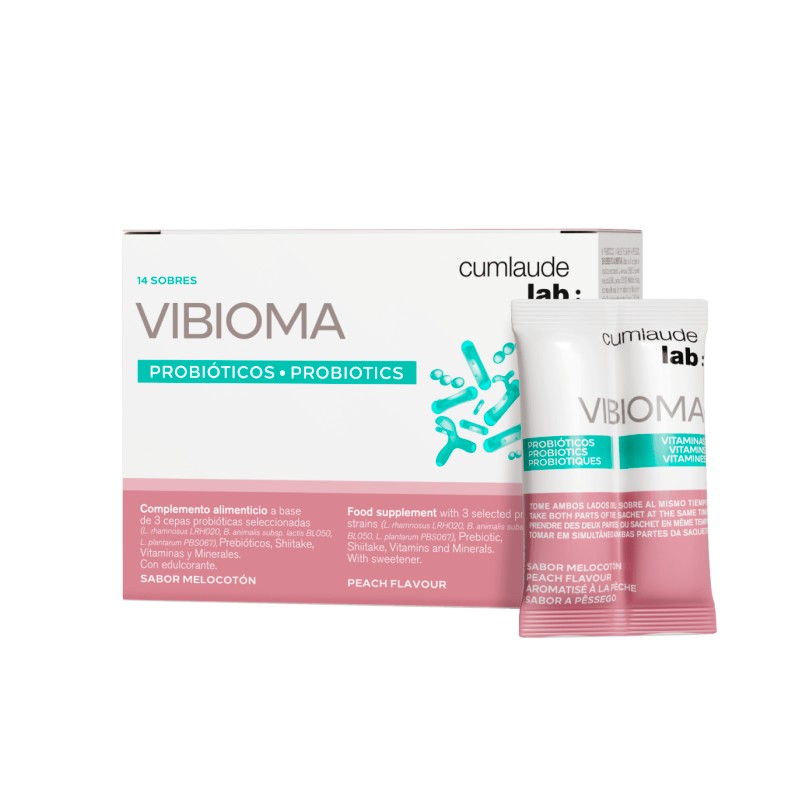 Cumlaude Vibioma Sabor Melocoton, 14 sobres