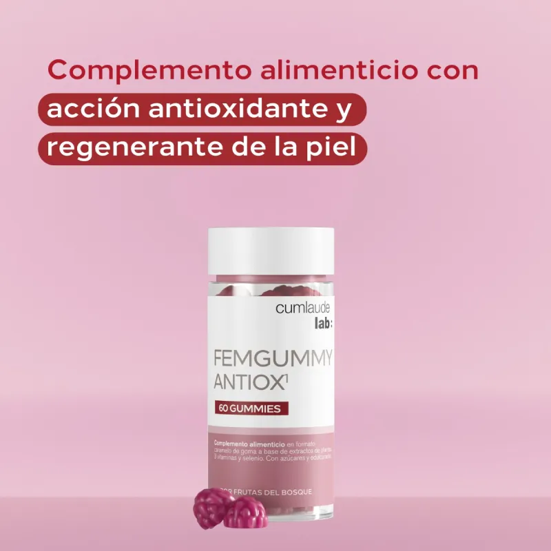 Cumlaude Femgummy Antiox Sabor Frutas del Bosque, 60 gummies