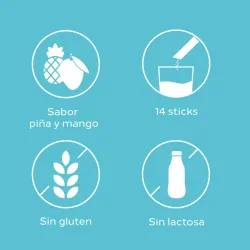 Cumlaude Drenaqua Plus Sabor Piña y Mango, 14 sticks