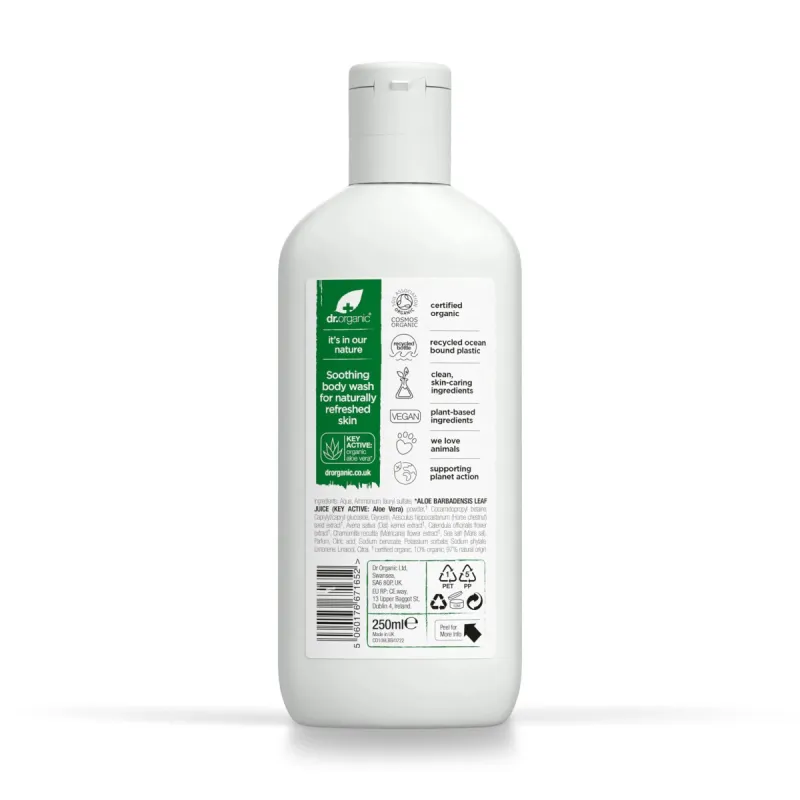 Dr Organic Gel de ducha de Aloe Vera, 250ml. Dr Organic Gel de ducha de Aloe Vera, 250ml.