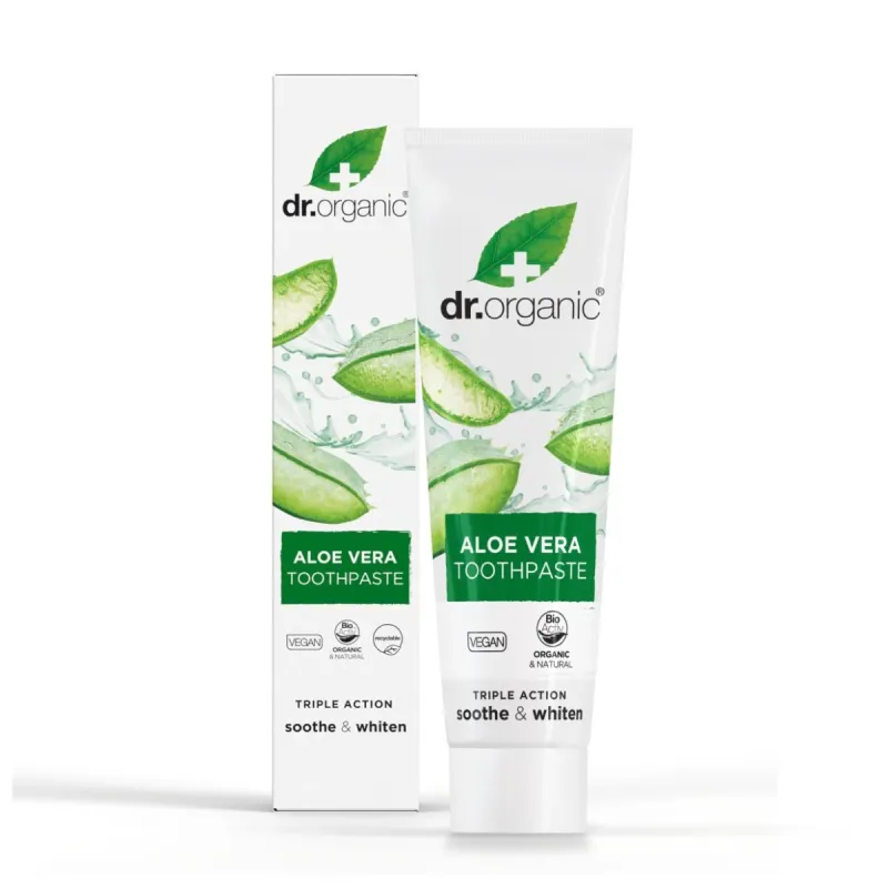 Dr Organic Pasta de dientes de Aloe Vera, 100ml.