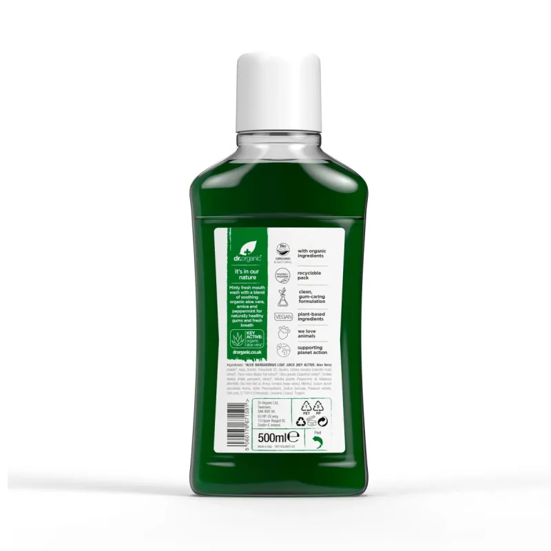 Dr Organic Enjuague bucal de Aloe Vera, 500ml. Dr Organic Enjuague bucal de Aloe Vera, 500ml.