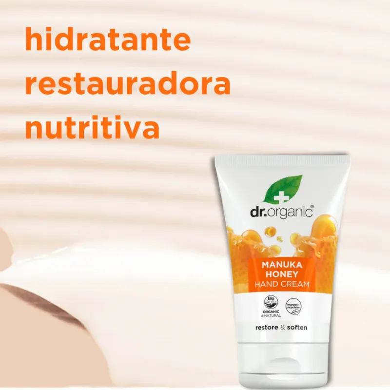 Dr Organic Crema de manos y uñas de Miel de Manuka, 125ml. Dr Organic Crema de manos y uñas de Miel de Manuka, 125ml.