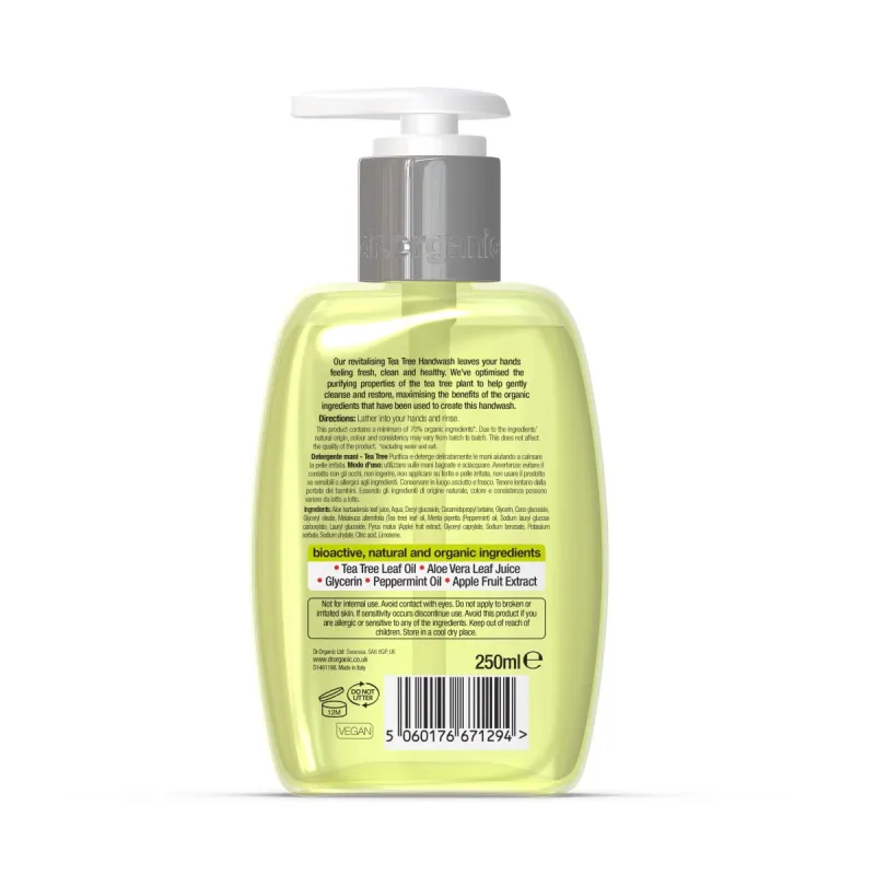 Dr Organic Jabón de manos de Árbol de Té, 250ml.