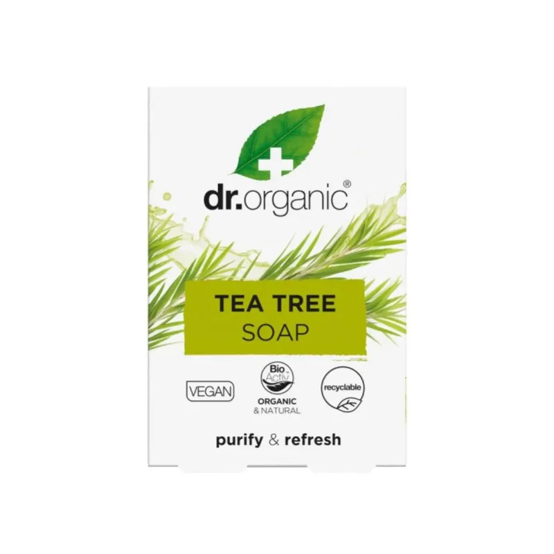 Dr Organic Pastilla de jabón de Árbol de Té, 100g.