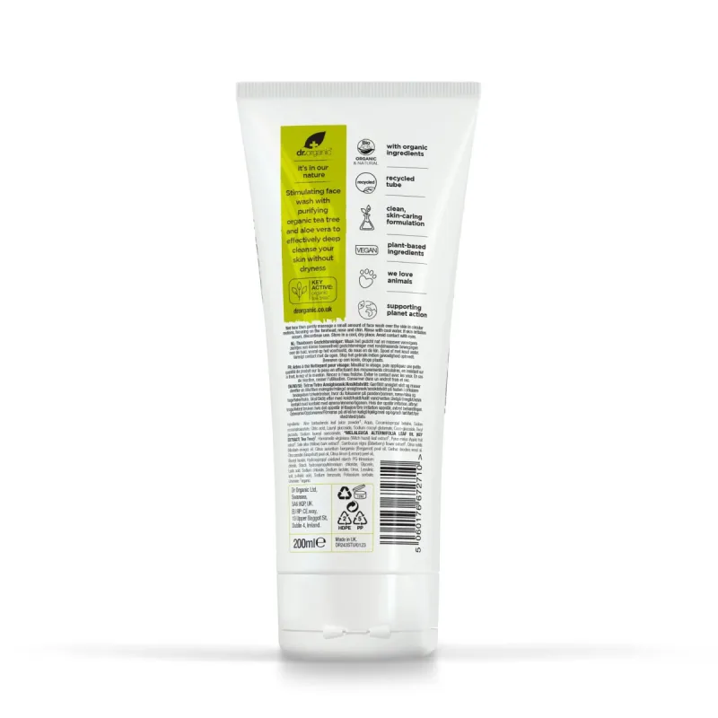 Dr Organic Gel limpiador facial de Árbol de Té, 200ml. Dr Organic Gel limpiador facial de Árbol de Té, 200ml.