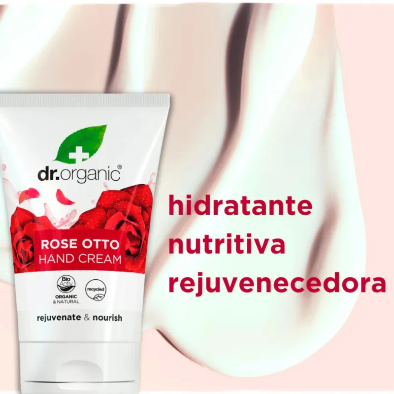 Dr Organic Crema de manos y uñas Rose Otto, 125ml. Dr Organic Crema de manos y uñas Rose Otto, 125ml.