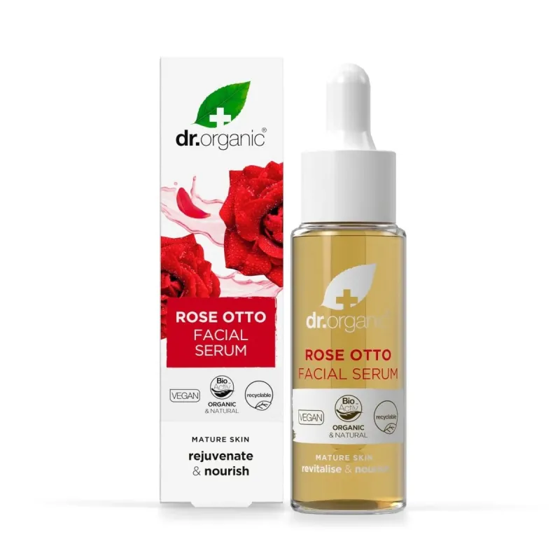 Dr Organic Sérum facial Rose Otto, 30ml.