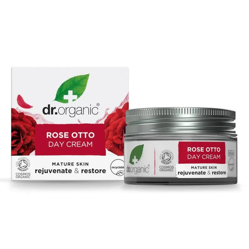 Dr Organic Crema de Día Rose Otto, 50ml.