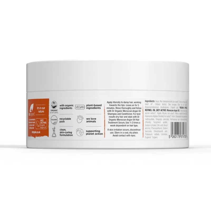 Dr Organic Mascarilla acondicionadora capilar de aceite Argán, 200ml.