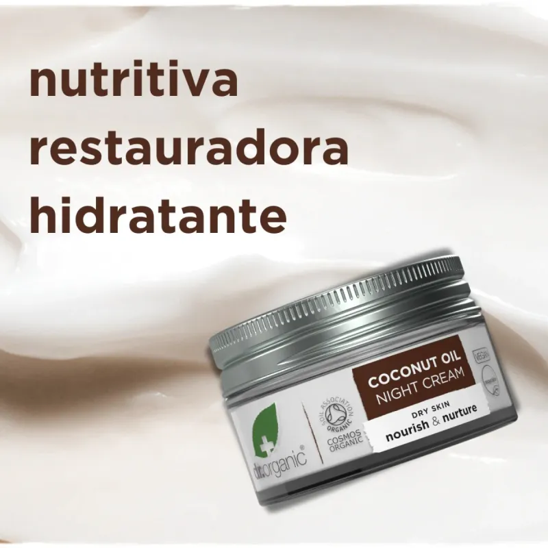 Dr Organic Crema de noche de aceite de Coco, 50ml. Dr Organic Crema de noche de aceite de Coco, 50ml.