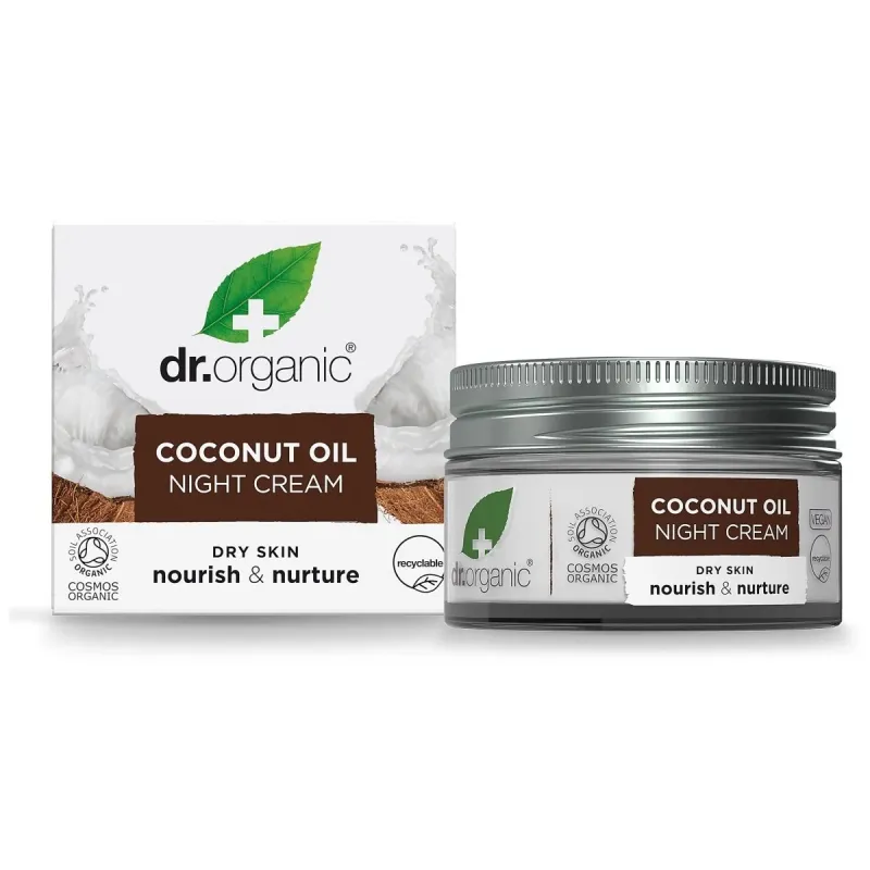 Dr Organic Crema de noche de aceite de Coco, 50ml. Dr Organic Crema de noche de aceite de Coco, 50ml.