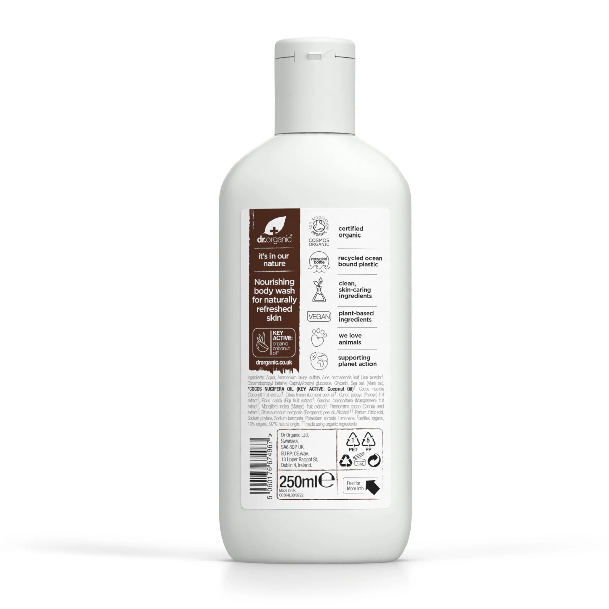 Dr Organic Gel de ducha de aceite de Coco, 250ml.