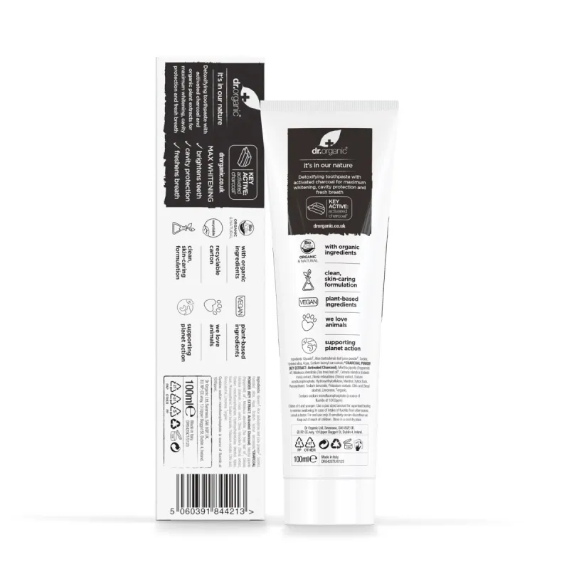 Dr Organic Pasta de dientes de Carbón Activo, 100ml. Dr Organic Pasta de dientes de Carbón Activo, 100ml.