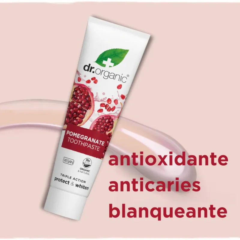 Dr Organic Pasta de dientes de Granada, 100ml. Dr Organic Pasta de dientes de Granada, 100ml.