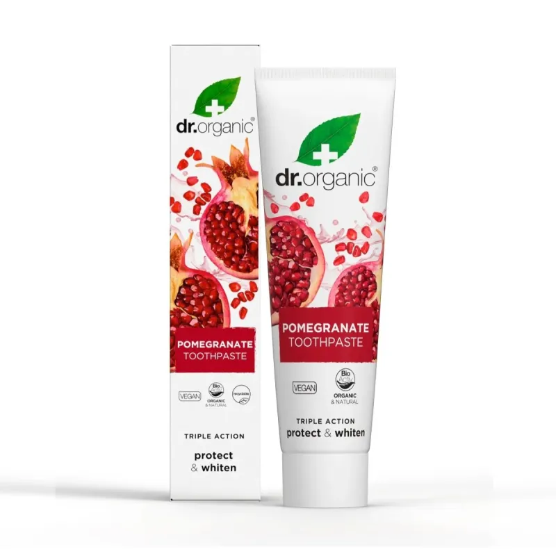 Dr Organic Pasta de dientes de Granada, 100ml. Dr Organic Pasta de dientes de Granada, 100ml.