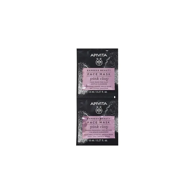 Apivita Express Beauty mascarilla facial limpieza suave con arcilla rosa, 2x8 ml Apivita Express Beauty mascarilla facial limpieza suave con arcilla rosa, 2x8 ml