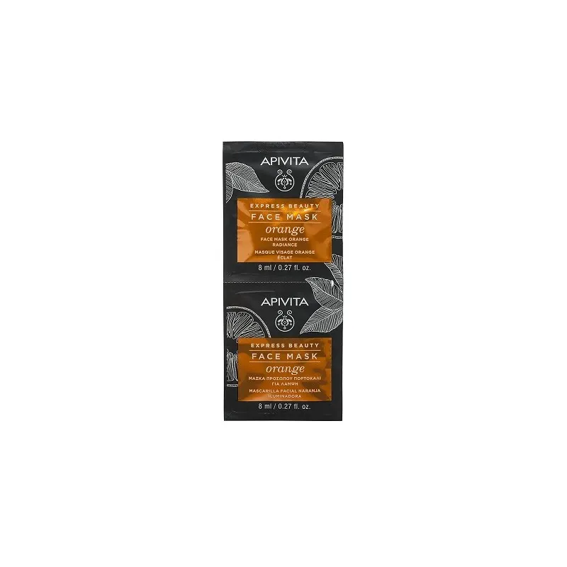 Apivita Express Beauty mascarilla facial iluminadora con naranja, 2x8 ml