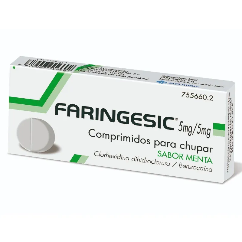 FARINGESIC 5 MG/5 MG 20 COMPRIMIDOS PARA CHUPAR (SABOR MENTA) FARINGESIC 5 MG/5 MG 20 COMPRIMIDOS PARA CHUPAR (SABOR MENTA)