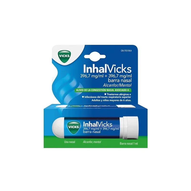 Inhalvicks 396,7 mg/ml + 396,7 mg/ml barra nasal, 1 ml Inhalvicks 396,7 mg/ml + 396,7 mg/ml barra nasal, 1 ml