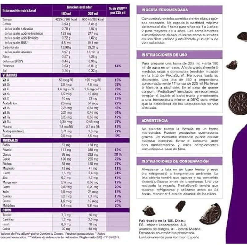 Pediasure Cookies&Cream, 850 gramos Pediasure Cookies&Cream, 850 gramos
