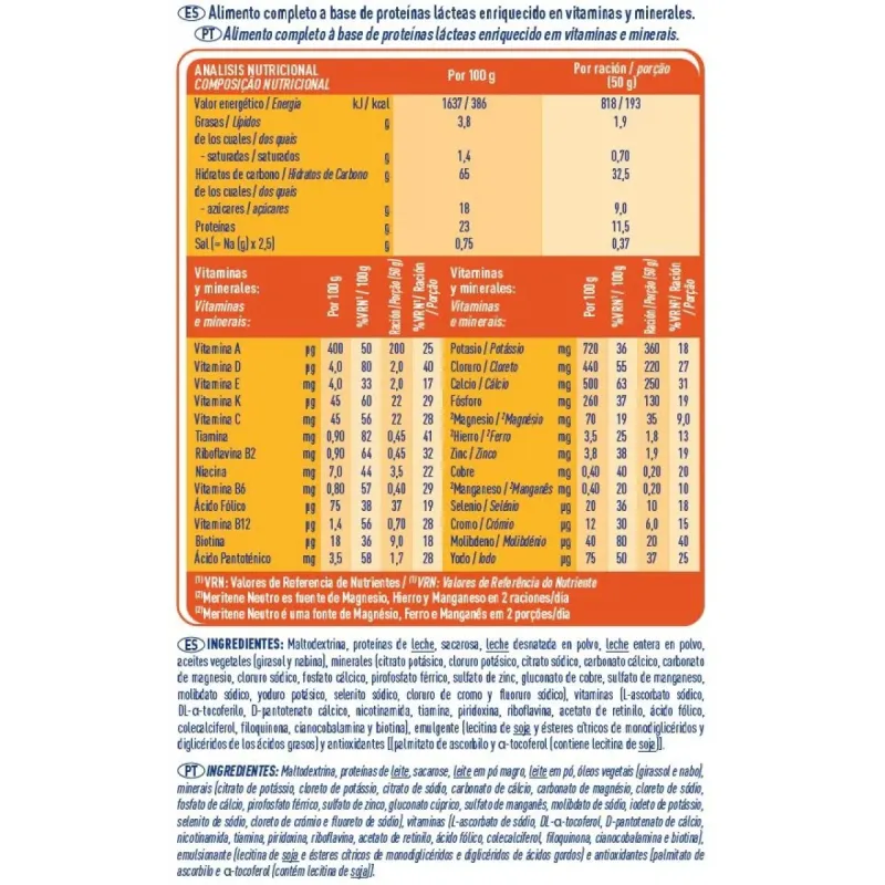 Meritene Fuerza y Vitalidad Neutro Formato polvo, 7 sobres