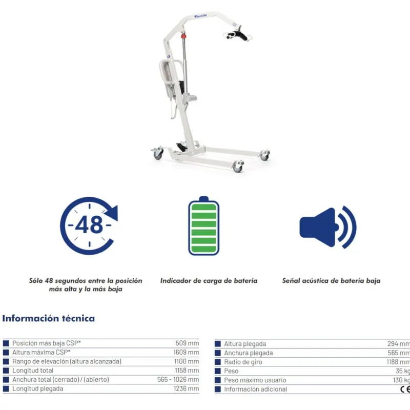 Grúa de traslado Falcón con arnés Grúa de traslado Falcón con arnés