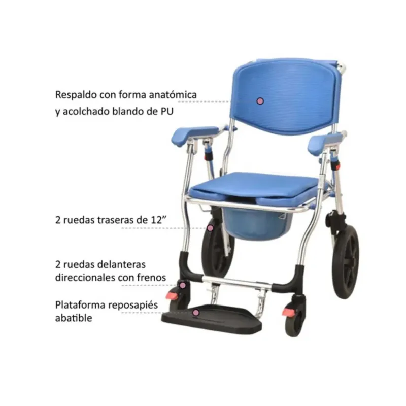 Silla de ruedas para ducha y WC Plegable HE300 Silla de ruedas para ducha y WC Plegable HE300