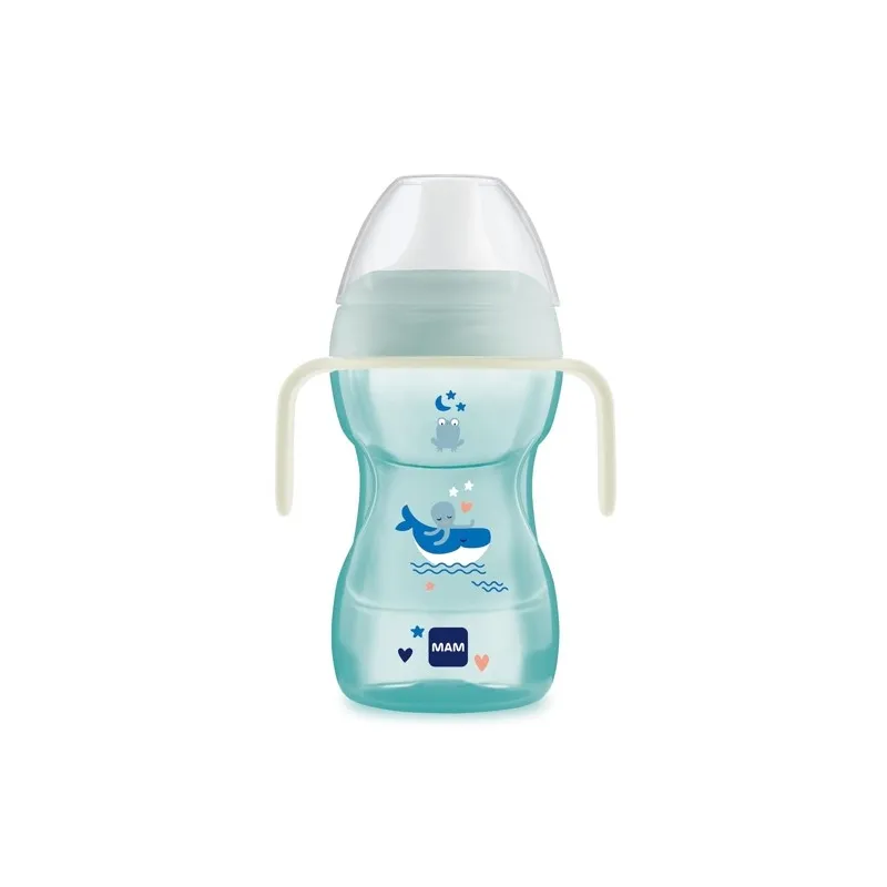 MAM Fun to Drink Cup Night&Day vaso de aprendizaje azul, 270 ml