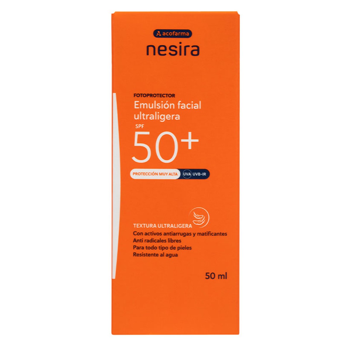 Acofar Nesira Emulsión Fluida Facial SPF 50+, 50 ml