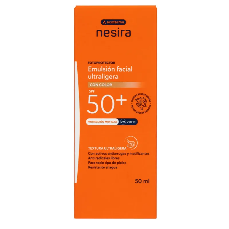 Acofar Nesira Emulsión Fluida Facial con Color SPF50+, 50ml Acofar Nesira Emulsión Fluida Facial con Color SPF50+, 50ml