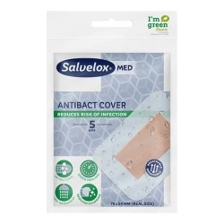 Salvelox Med Antibact Cover Aposito Adhesivo, 5 Apositos 76 mm x 54 mm