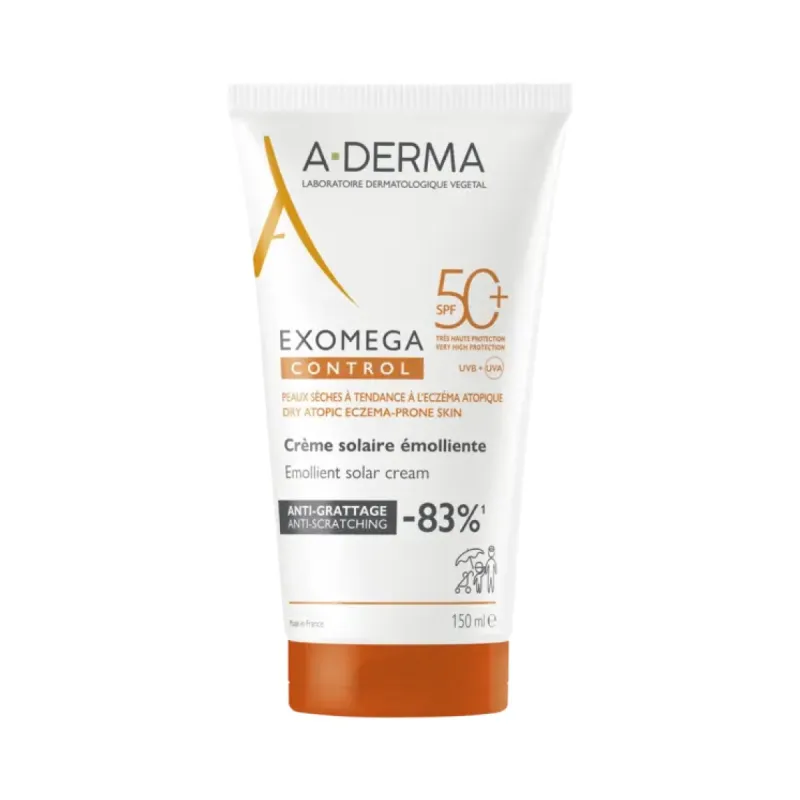A-Derma Exomega Control Crema Solar Emoliente SPF50+, 150 ml