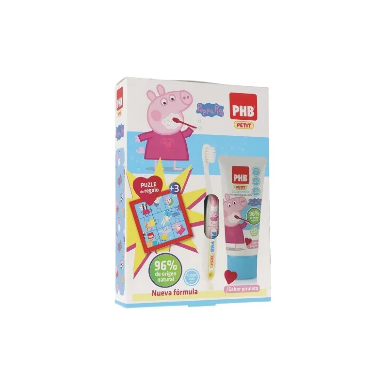 PHB Petit Peppa Pig cepillo dental + gel dentífrico sabor piruleta, 50 ml. REGALO puzzle Peppa Pig