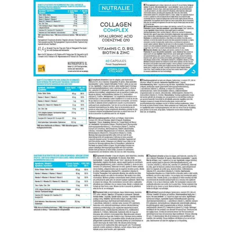 Nutralie colágeno complex hidrolizado + ácido hialurónico, 60 cápsulas Nutralie colágeno complex hidrolizado + ácido hialurónico, 60 cápsulas