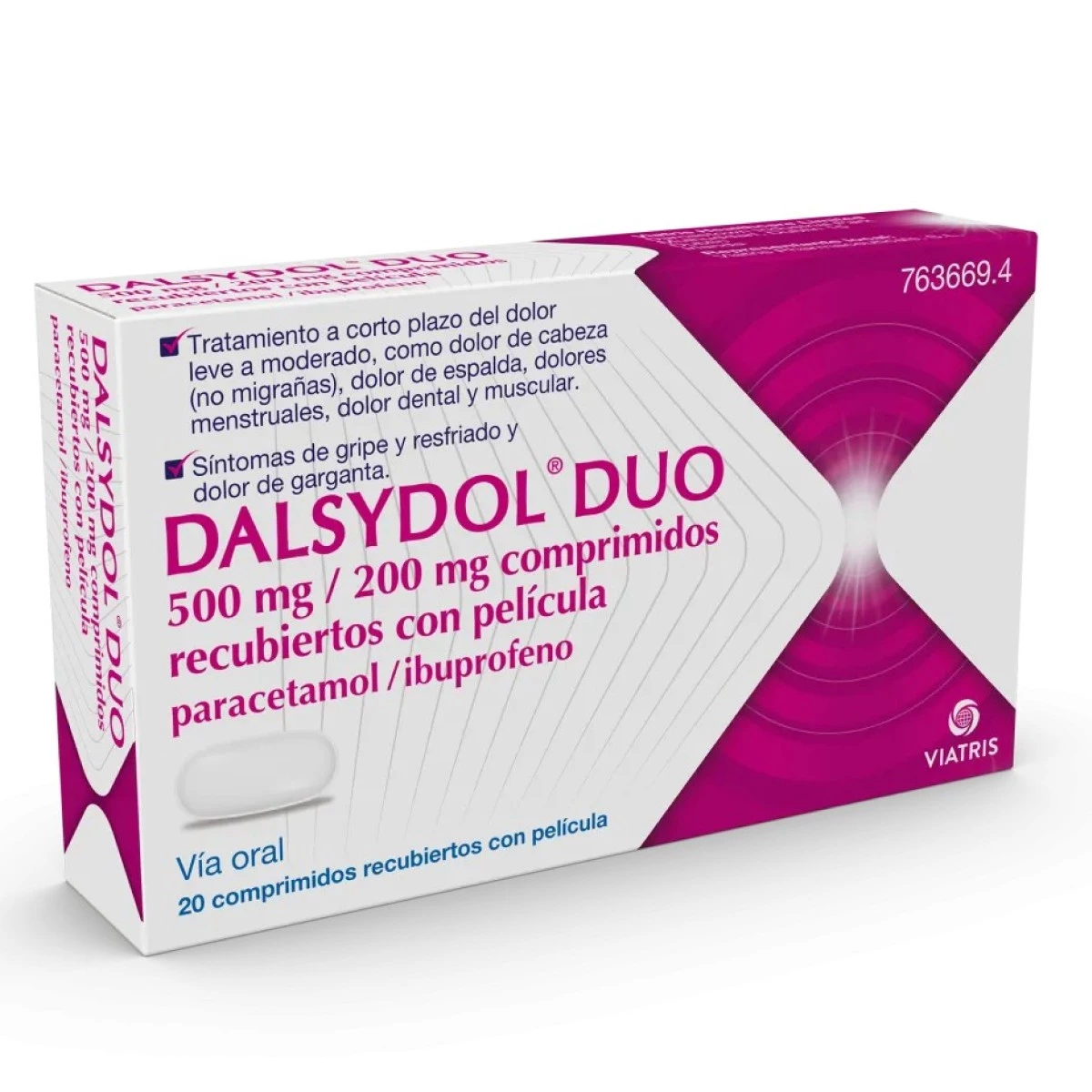 Dalsydol Duo 500mg/200mg, 20 comprimidos recubiertos