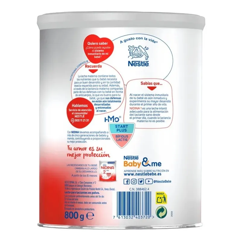 Nidina 1 leche para lactantes información