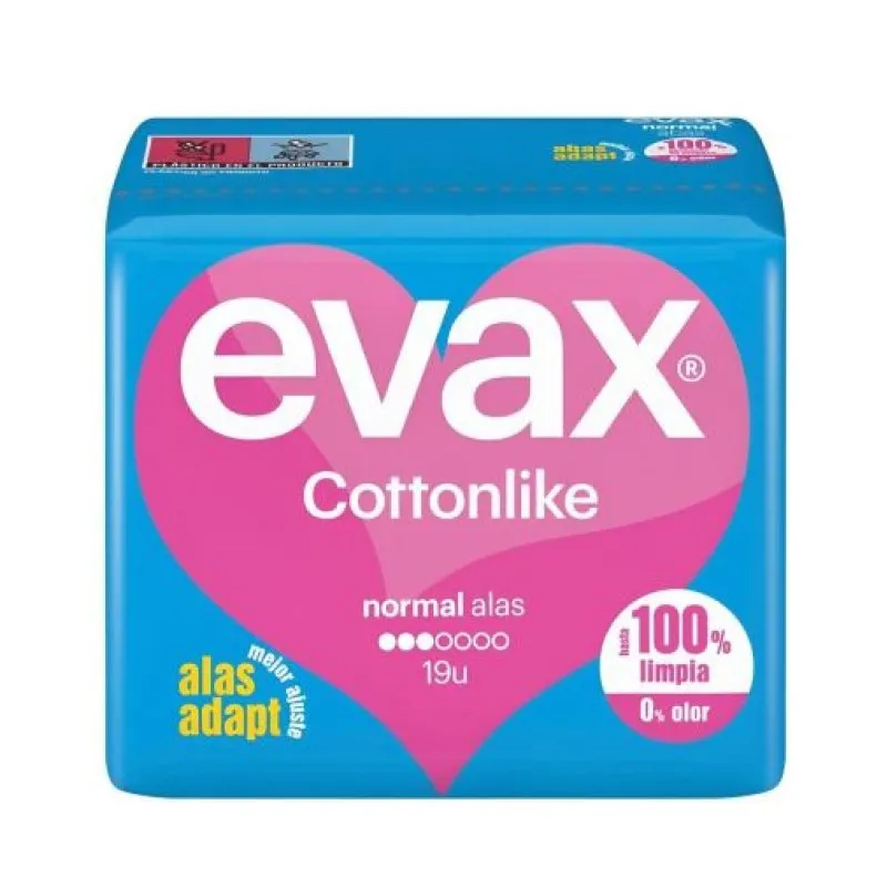 EVAX COTTONLIKE NORMAL ALAS 16 COMPRESAS