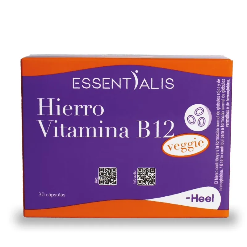 Essentialis Hierro Vitamina B12 Veggie, 30 cápsulas