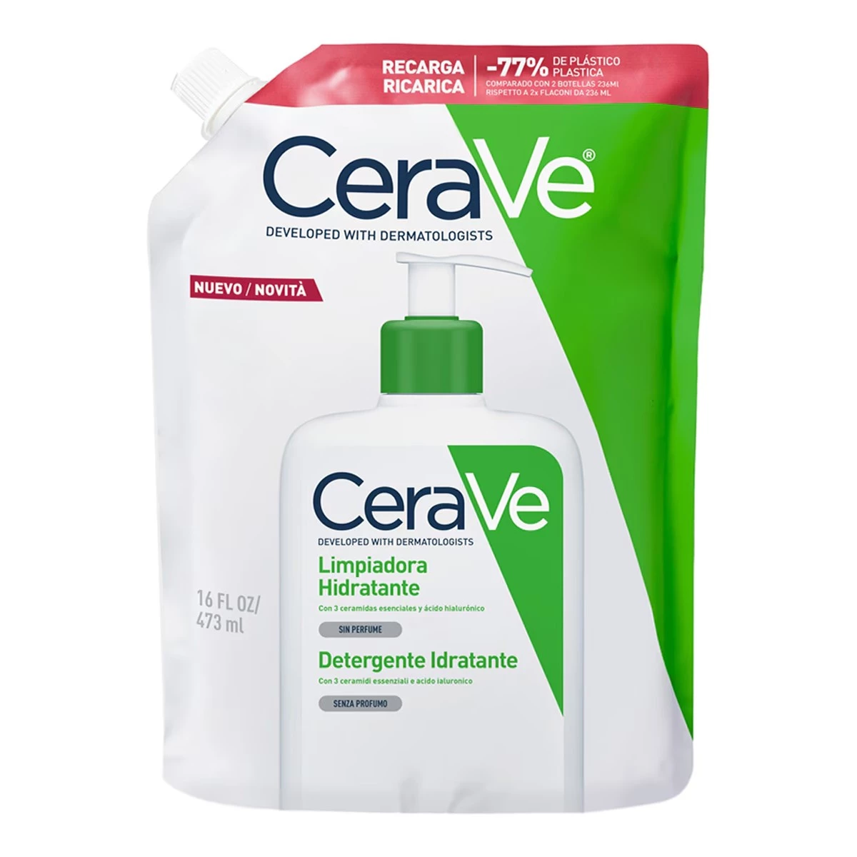 Cerave Limpiadora Hidratante Recarga, 473 ml