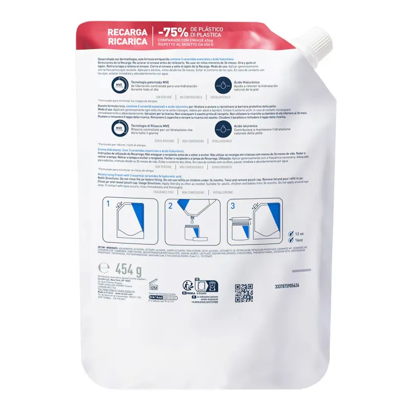 Cerave Crema Hidratante Recarga, 473 ml