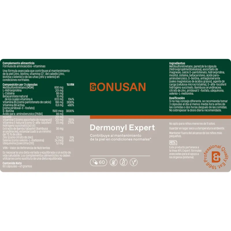 Bonusan Dermonyl. Fortalece piel, cabello y uñas Bonusan Dermonyl. Fortalece piel, cabello y uñas
