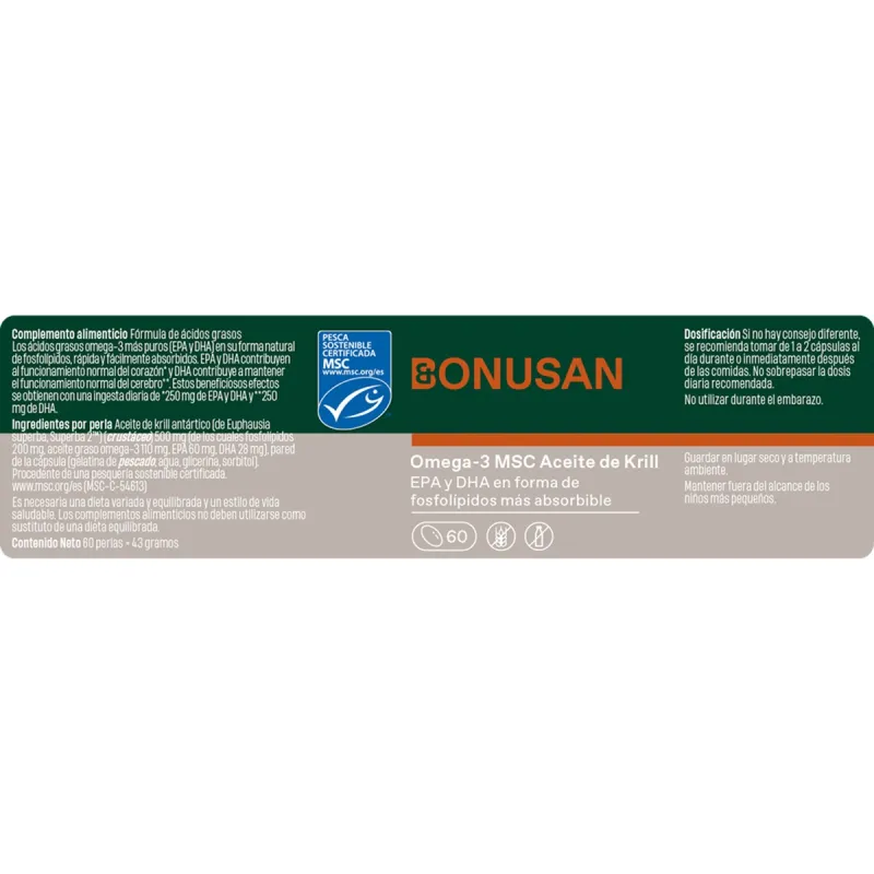 Bonusan Omega-3 Krill MSC 60 perlas | Farmacia Barata Bonusan Omega-3 Krill MSC 60 perlas | Farmacia Barata